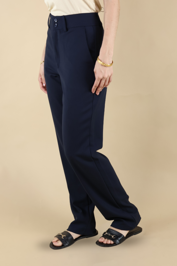 Pantalón Vestir Mujer Azul Marino Casual Elegante Moda Juvenil
